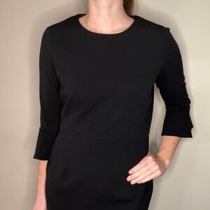 Donna Morgan Statement Sleeve Minimalist Black Work Dress
